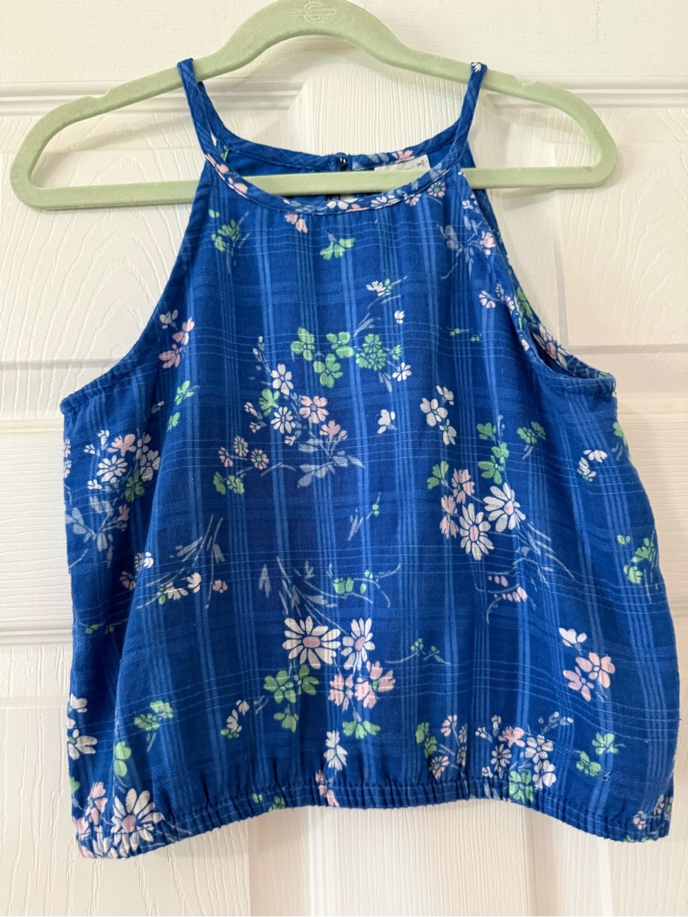 abercrombie kids Royal Blue Floral Halter Crop Top-9/10